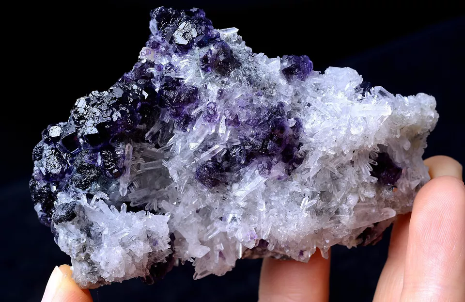 173g Inner Mongolia RARE PURPLE FLUORITE & CRYSTAL SYMBIOTIC MINERAL  SPECIMEN