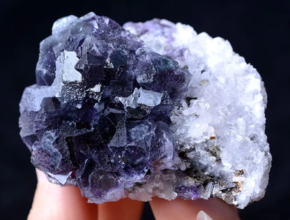 90.56g INNER MONGOLIA RARE PURPLE FLUORITE & CRYSTAL SYMBIOTIC MINERAL SPECIMEN