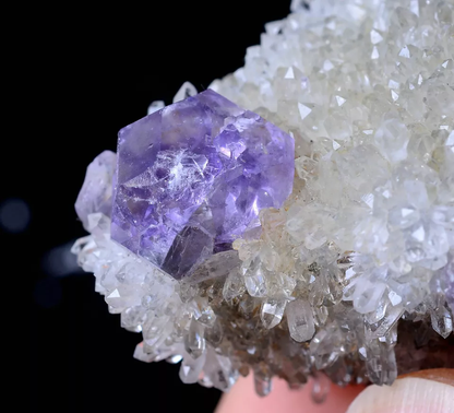 Newly DISCOVERED RARE PURPLE FLUORITE & QUARTE CRYSTAL MINERAL SPECIMEN 36.85g