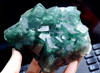 712.g NATURAL Beauty Green Cubic FLUORITE Crystal Cluster Mineral Specimen