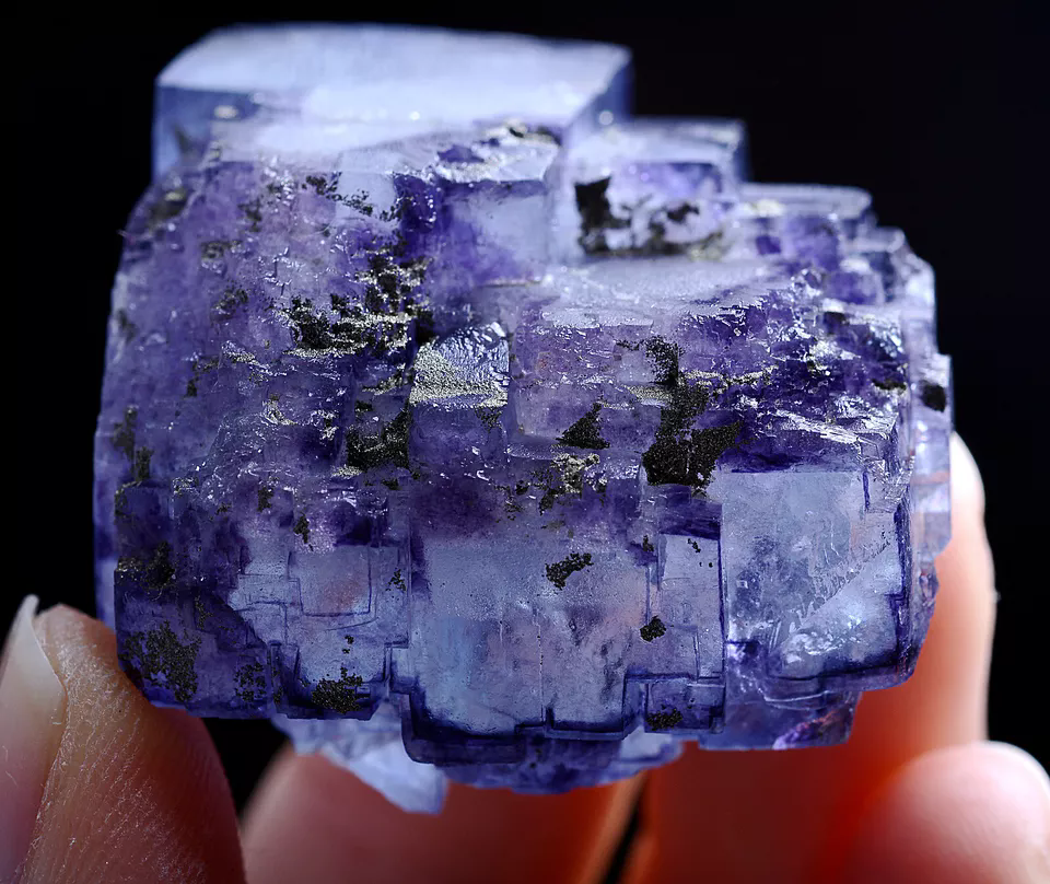 51g Natural Phantom Purple Fluorite & Pyrite Mineral Specimen/Yaogangxian China