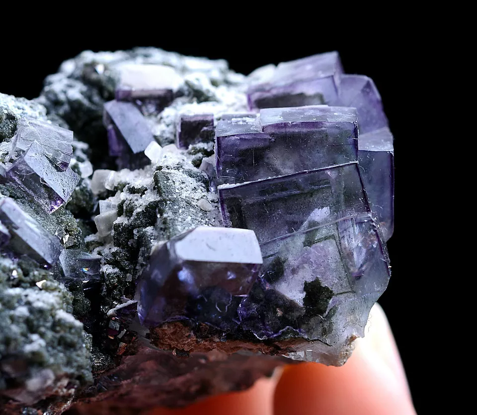 76gNatural Phantom Window Purple Fluorite Crystal Mineral Specimen/Yaogangxian