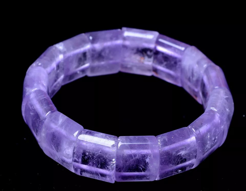 Natural Lavender Amethyst Crystal Woman Cure Bangle Inner Diameter 53mm Elastic