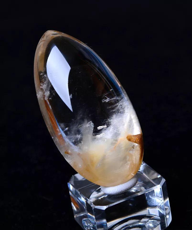 39.07g Natural Clear Rutilated "Stone Inside Stone"Quartz Crystal Pendant