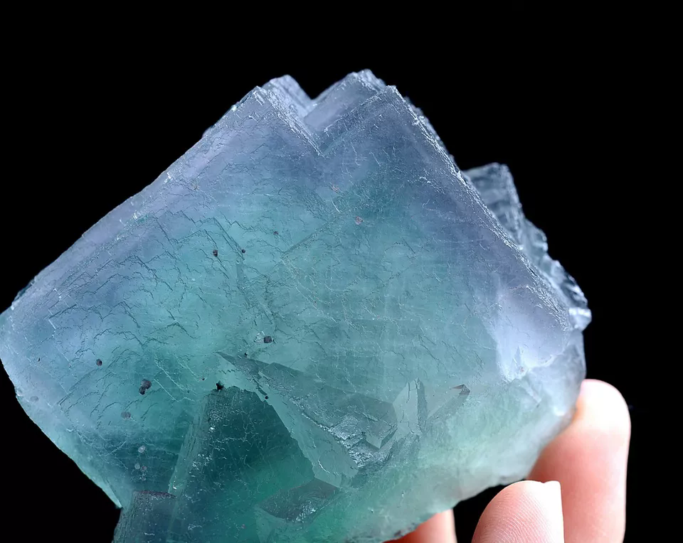 269gNatural Phantom Window Green Purple Cubic Fluorite CLUSTER Mineral Specimen