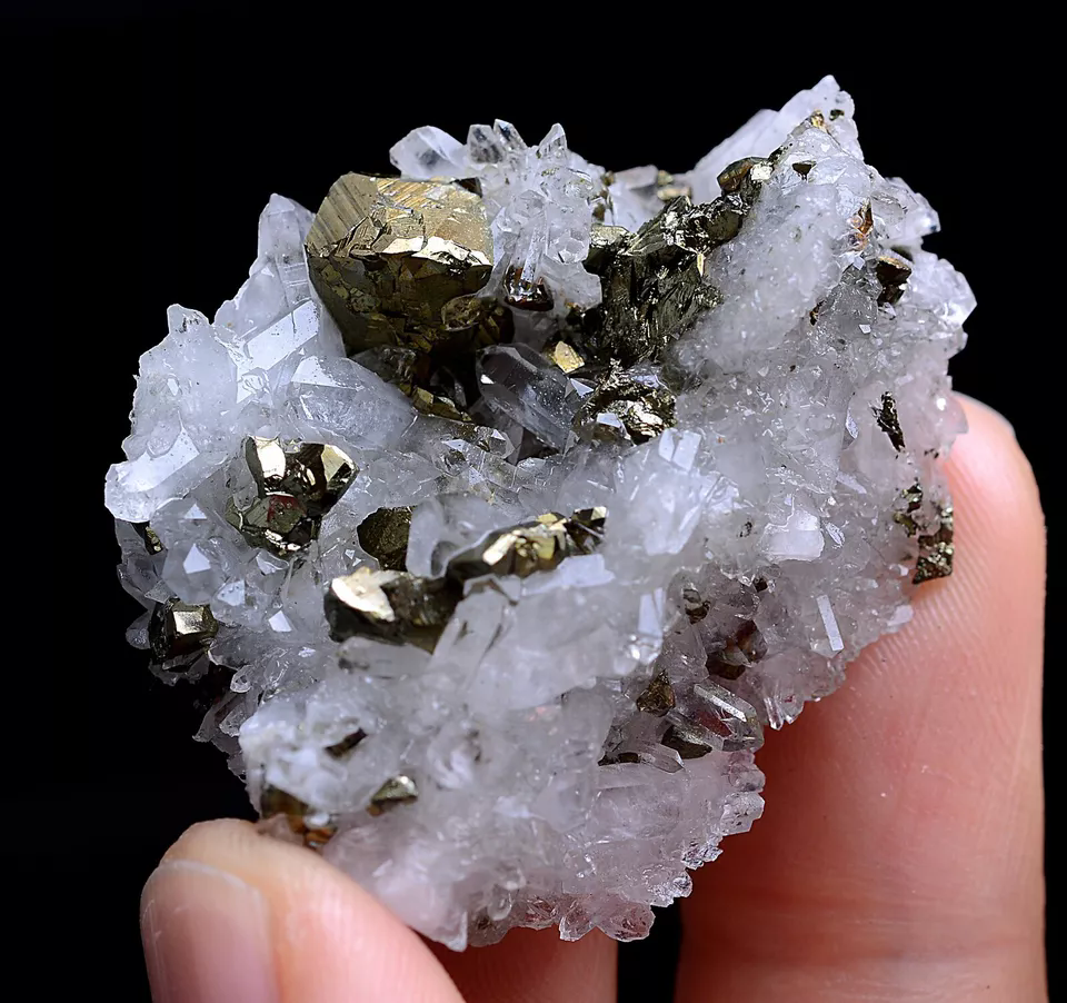 NEWLY DISCOVERED CRYSTAL CLUSTER & CHALCOPYRITE SYMBIOTIC MINERAL SAMPLES 22g