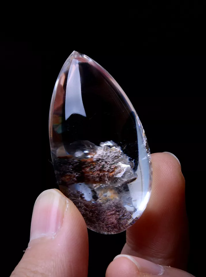 Natural Rare Clear Rutilated "Stone Inside Stone"Quartz Crystal Pendant 24.42g