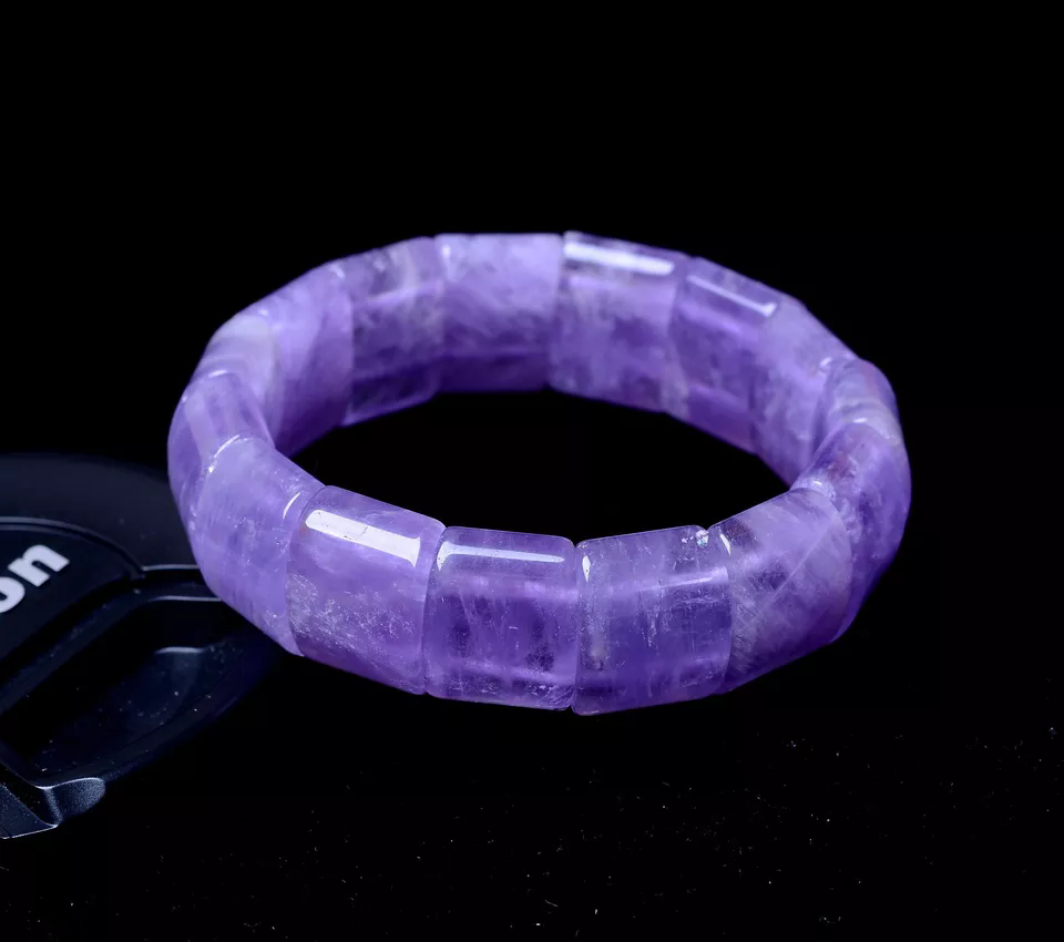 54mm Natural Lavender Amethyst Crystal Woman Cure Bangle Inner Diameter Elastic