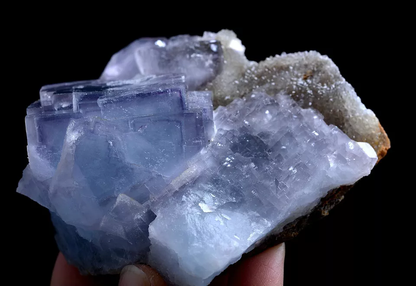 389.g Natural Phantom Window Cube Blue Purple Fluorite Mineral Specimen/  China