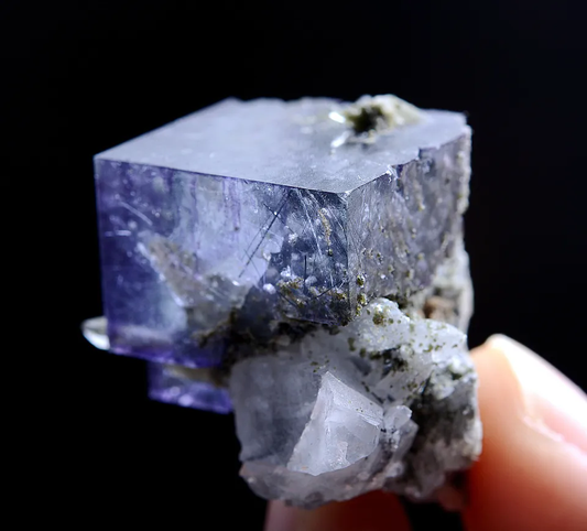 20g Natural Bismuthinite Purple FLUORITE & Pyrite Mineral Specimen/Yaogangxian