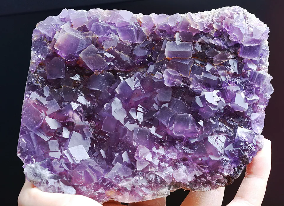 813g Natural Phantom Window Purple Fluorite CRYSTAL CLUSTER Mineral Specimen