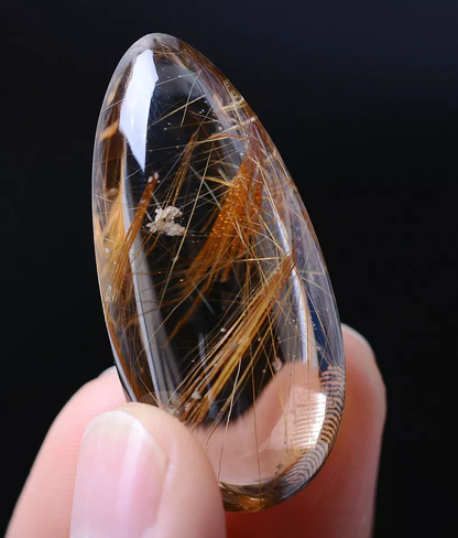 15.04g  AA++Natural Clear Quartz Gold Hair Rutilated Crystal Healing Pendant