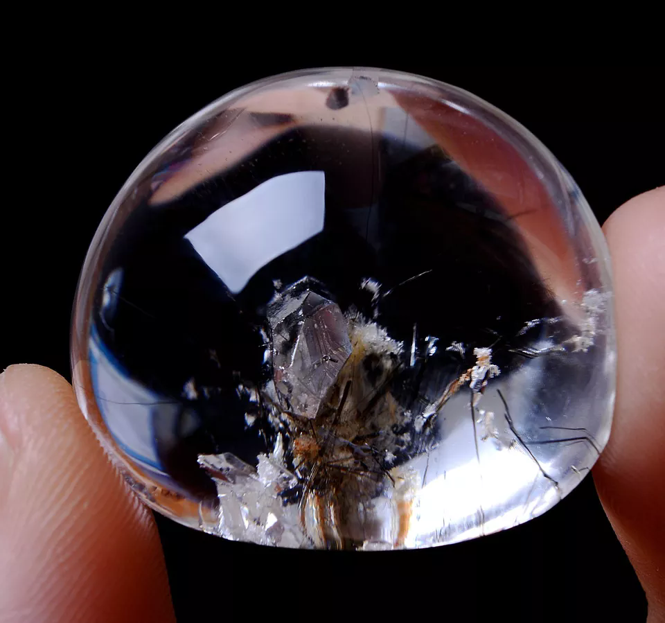 17.46g Natural  Clear Rutilated "Stone Inside Stone"Quartz Crystal Pendant