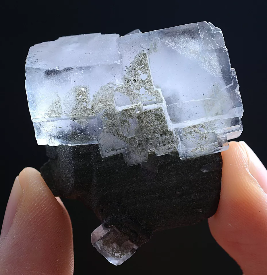 51g Natura Clear FLUORITE & Wolframite Mineral Specimen/Yaogangxian  China