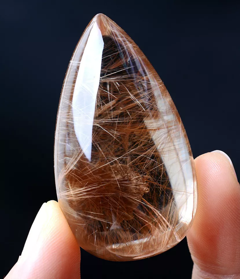 203.75ct Rare Natural Transparent Gold Hair Rutilated Quartz Crystal Pendant