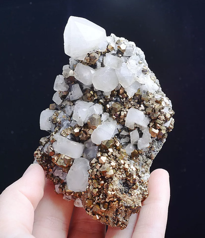 339g Natural Cube White Calcite & Pyrite Complete Mineral Specimen/ China