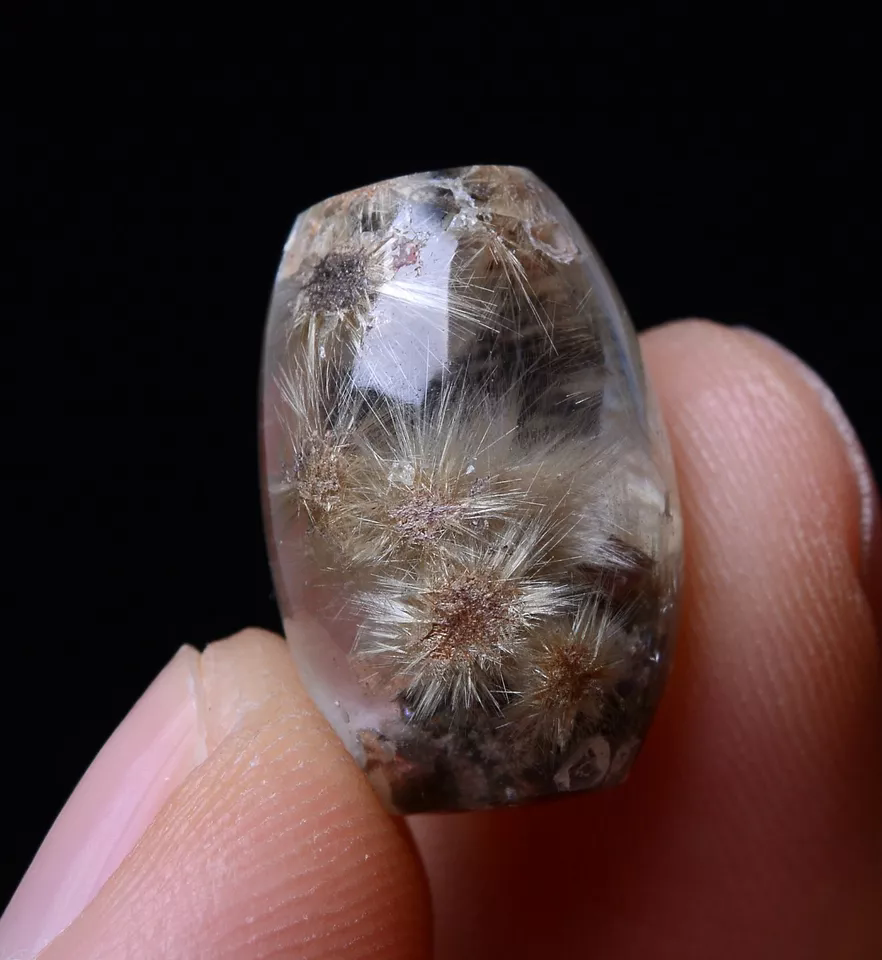 14.15ct Natural Gold Rutilated Quartz Crystal & Calcite Symbiotic Pendant