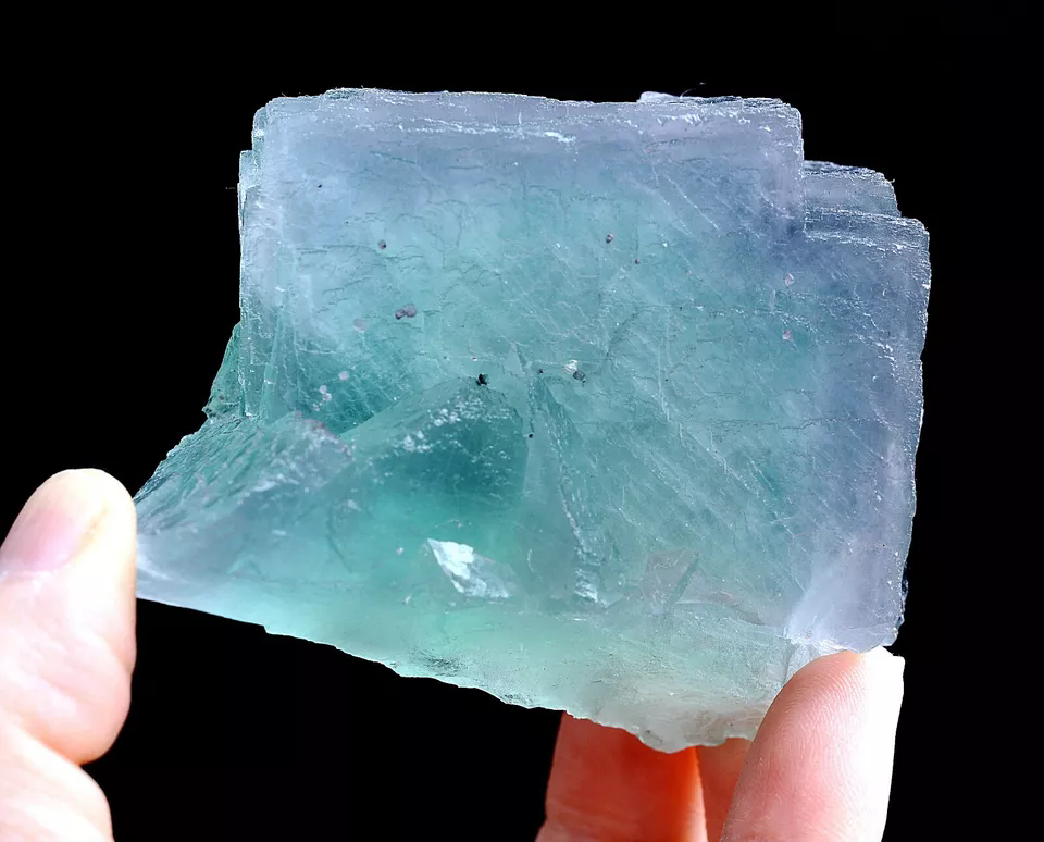 269gNatural Phantom Window Green Purple Cubic Fluorite CLUSTER Mineral Specimen