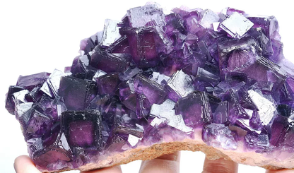 514g NEWLY DISCOVERED RARE PURPLE FLUORITE CRYSTAL CLUSTER MINERAL  SAMPLES