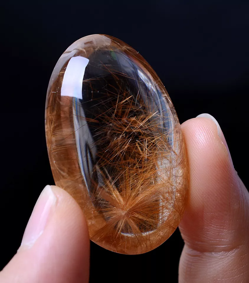 21.30g Natural Gold Rutilated Quartz Hair Crystal Woman Cure Powerful Pendant