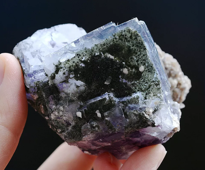 246g Natural Window Purple Fluorite & Calcite Mineral Specimen/ YaogangxianChina