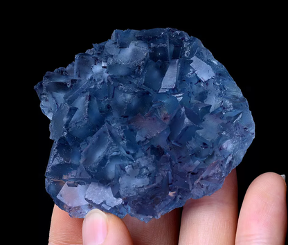 91.36g Rare Transparent Blue Fluorite & Purple Edge Symbiotic Mineral  Specimen