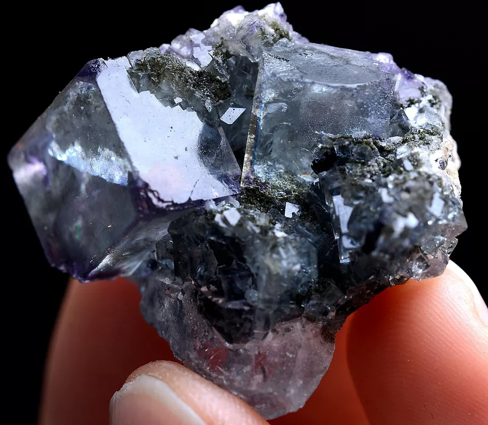 24g Natura Clear Purple FLUORITE Wolframite Mineral Specimen/Yaogangxian China