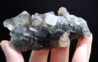 79g NATURAL Green Cubic FLUORITE & Pink Fluorescence Calcite Mineral  Specimen