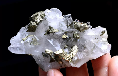 NEWLY DISCOVERED CRYSTAL CLUSTER & CHALCOPYRITE SYMBIOTIC MINERAL SAMPLES  153g