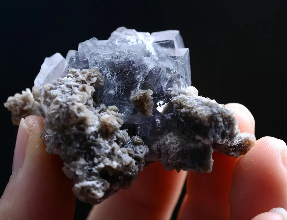 54gNatural Bismuthinite Purple FLUORITE & Dolomite Mineral Specimen/Yaogangxian