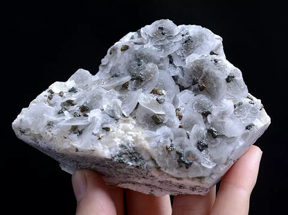 248g Natural Rare Fish Scaly Calcite & 7Colored Pyrite Mineral Specimen/China