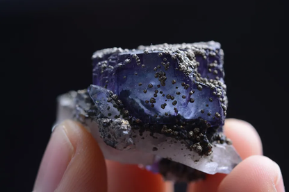 24gNatural Phantom Purple Fluorite Pyrite Crystal Mineral Specimen/Yaogangxian