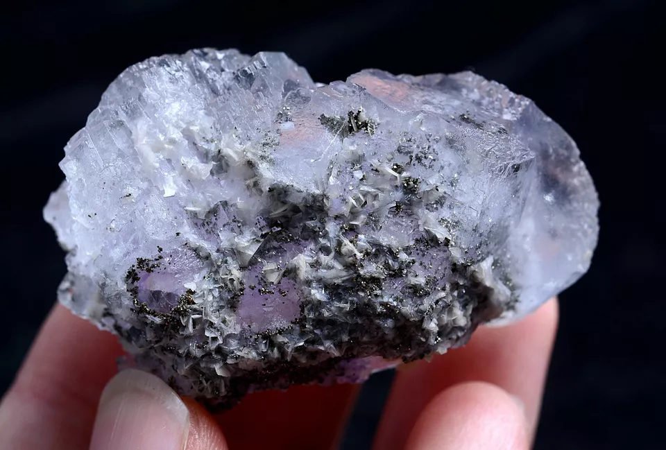 69.5g Natural Purple Fluorite & Wolframite Mineral Specimen/Yaogangxian  China
