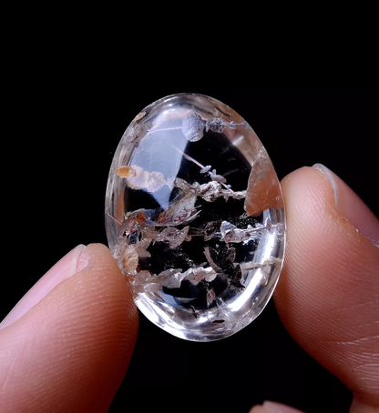 29.8ct RARE NATURAL Clear Mica Quartz "Stone in Stone" Crystal Pendant Specimen