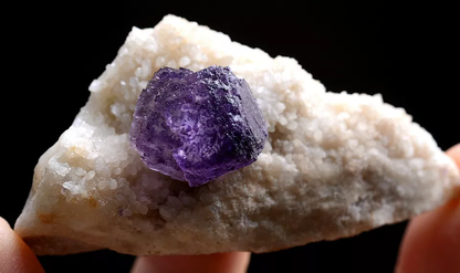 51g NATURAL QR CODE RARE PURPLE CUBIC FLUORITE CRYSTAL MINERAL SPECIMEN