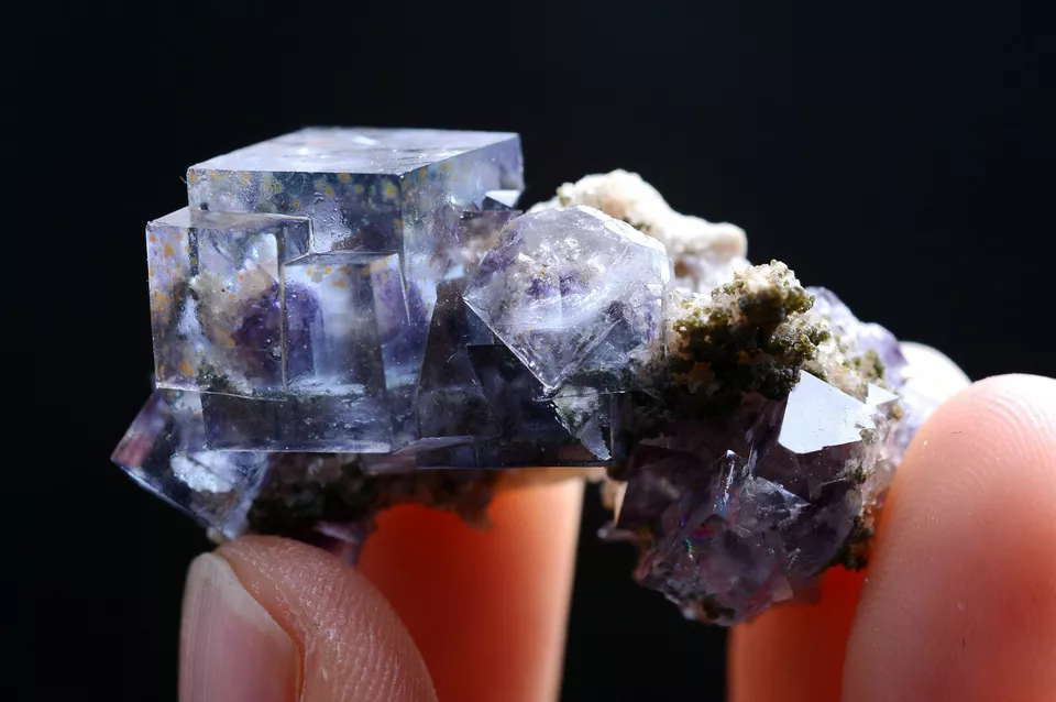 16gNatural Purple Blue Fluorite & Crystal Cluster Mineral Specimen/ Yaogangxian