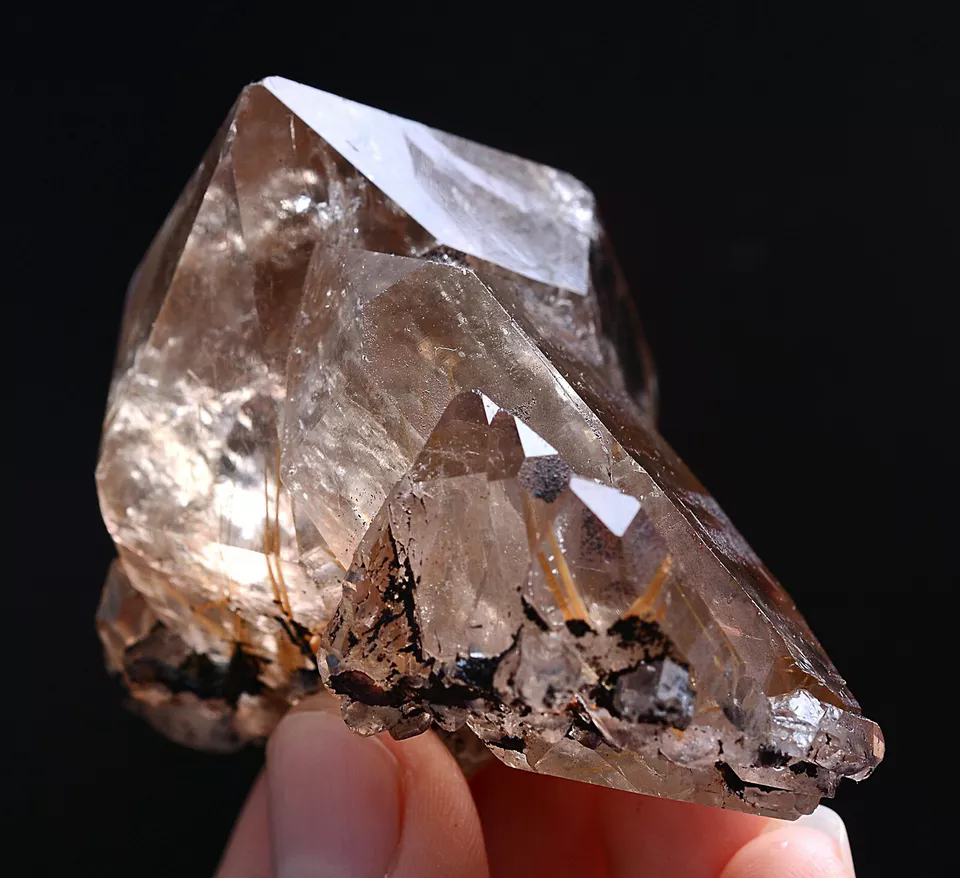 119g Natural Transparent Gold Rutilated Quarte Hair Crystal Mineral  Specimens