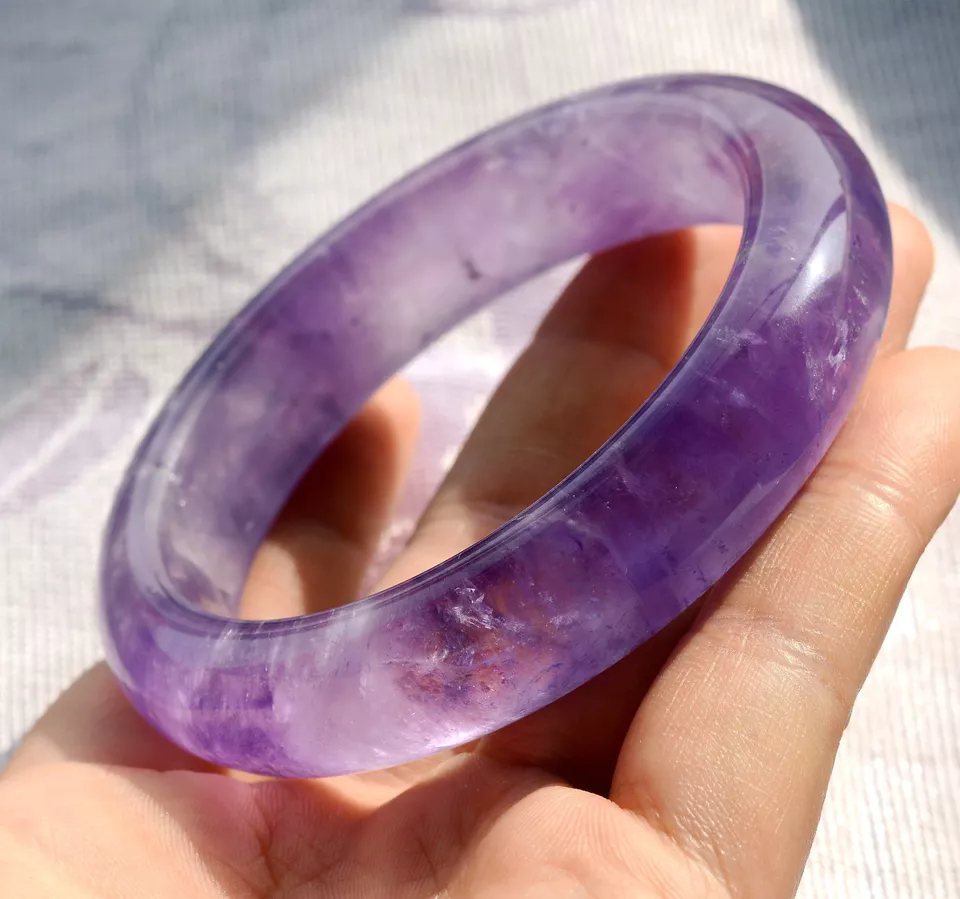 Natural Lavender Amethyst Crystal Woman Healing  Bangle Inner Diameter 59mm