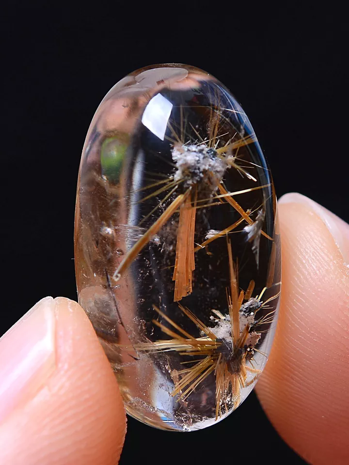 4.26g Natural Healing Clear Quartz Gold Hair Rutilated Crystal Stone Pendant