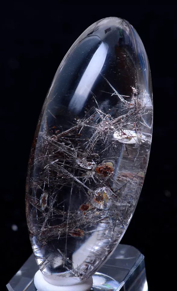 NATURAL CLEAR QUARTZ black HAIR RUTILATED CRYSTAL & MICA SYMBIOTIC PENDANT