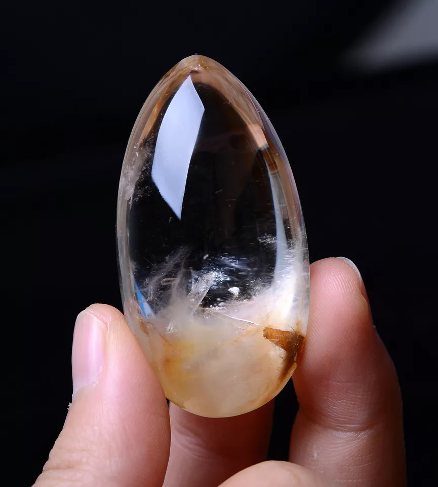 39.07g Natural Clear Rutilated "Stone Inside Stone"Quartz Crystal Pendant