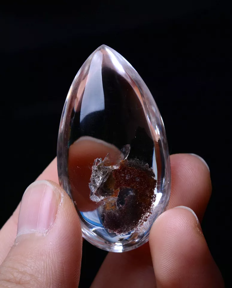 Natural Rare Clear Rutilated "Stone Inside Stone"Quartz Crystal Pendant 24.42g