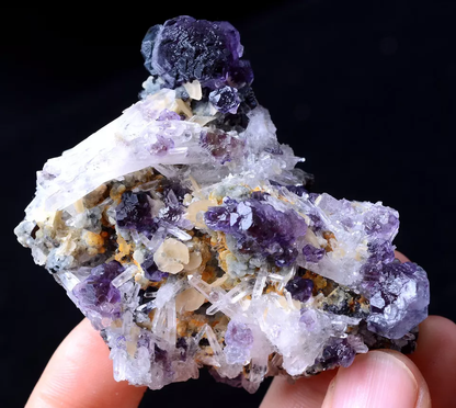 95g Natural New Find Purple Fluorite & Crystal Mineral Specimen Inner  Mongolia