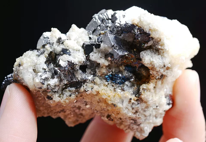 121g Natura Arsenopyrite Wolframite Calcite Mineral Specimen/Yaogangxian China