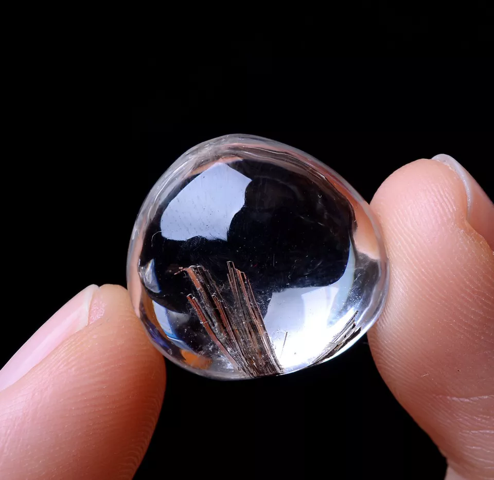 22.15ct Natural Black Rutilated Quartz Crystal Woman Men Cure Powerful Pendant