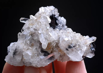 49g Natural White Crystal Cluster & Flower Shape  Specularite Mineral  Specimen