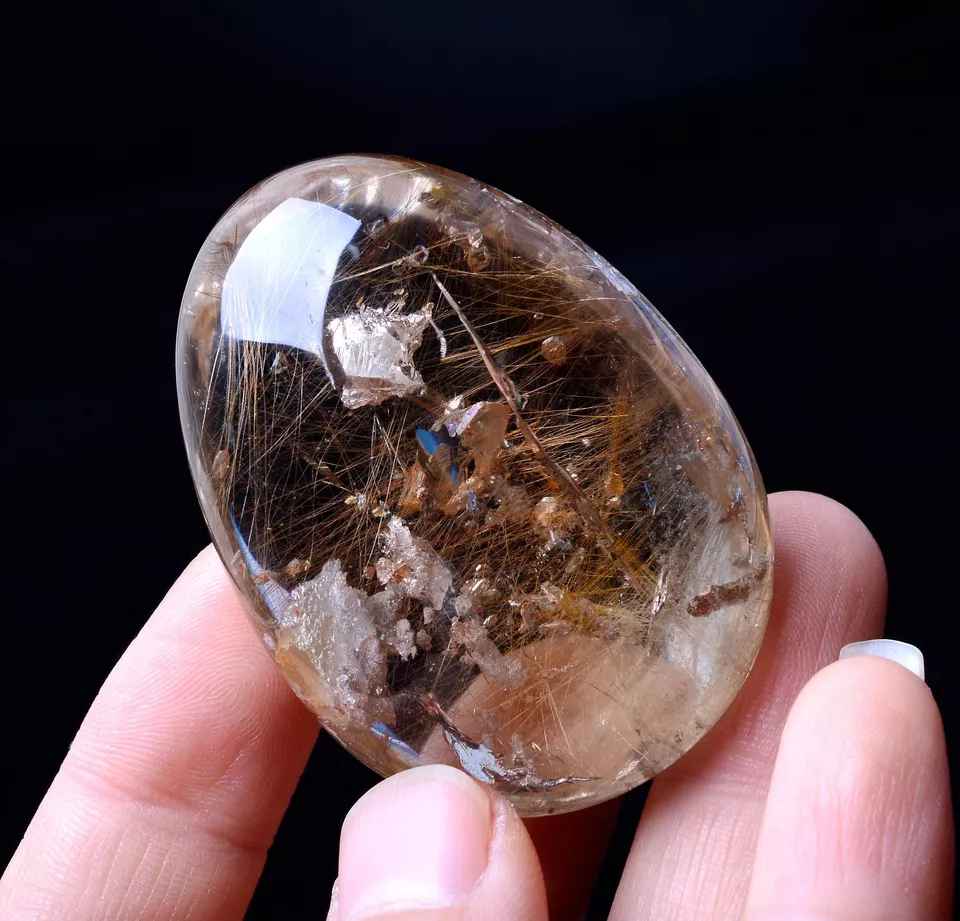 288.90ct Natural Gold Rutilated Quartz Crystal "Stone Inside Stone" Pendant