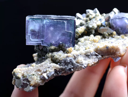 120gNatural Window Purple Fluorite & Arsenopyrite Mineral Specimen/ Yaogangxian