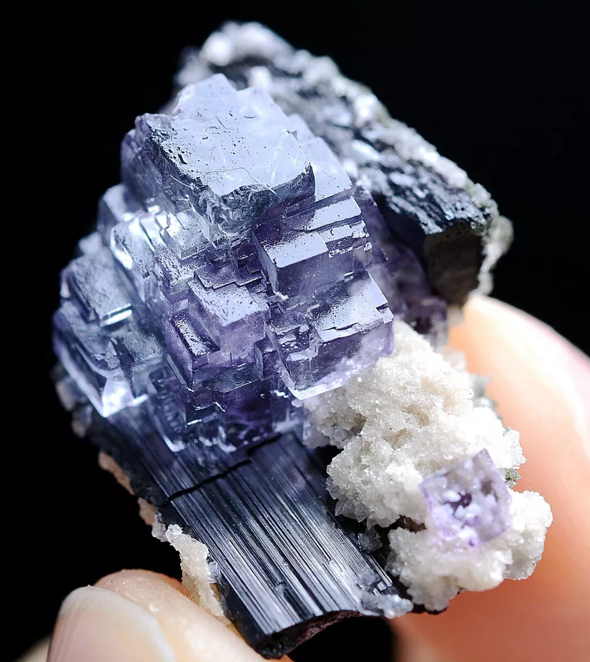 7.1g Natura Clear Purple FLUORITE Wolframite Mineral Specimen/Yaogangxian China