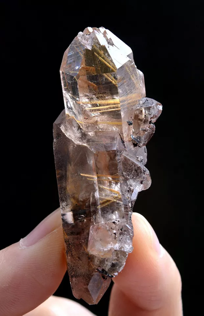 35gNatural Transparent Gold Rutilated Skeletal Quartz Crystal Mineral  Specimens